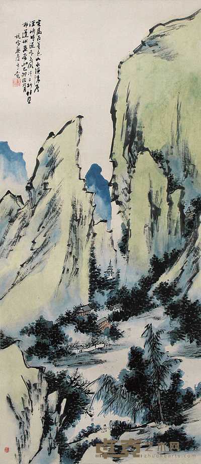 梁于渭 山水 镜心 97×42cm
